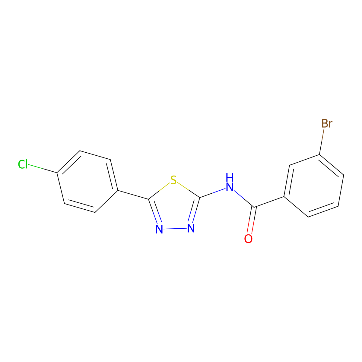 3-bromo-N-[5-(4-chlorophenyl)-1,3,4-thiadiazol-2-yl]benzamide molecular structure, CAS 392241-95-1