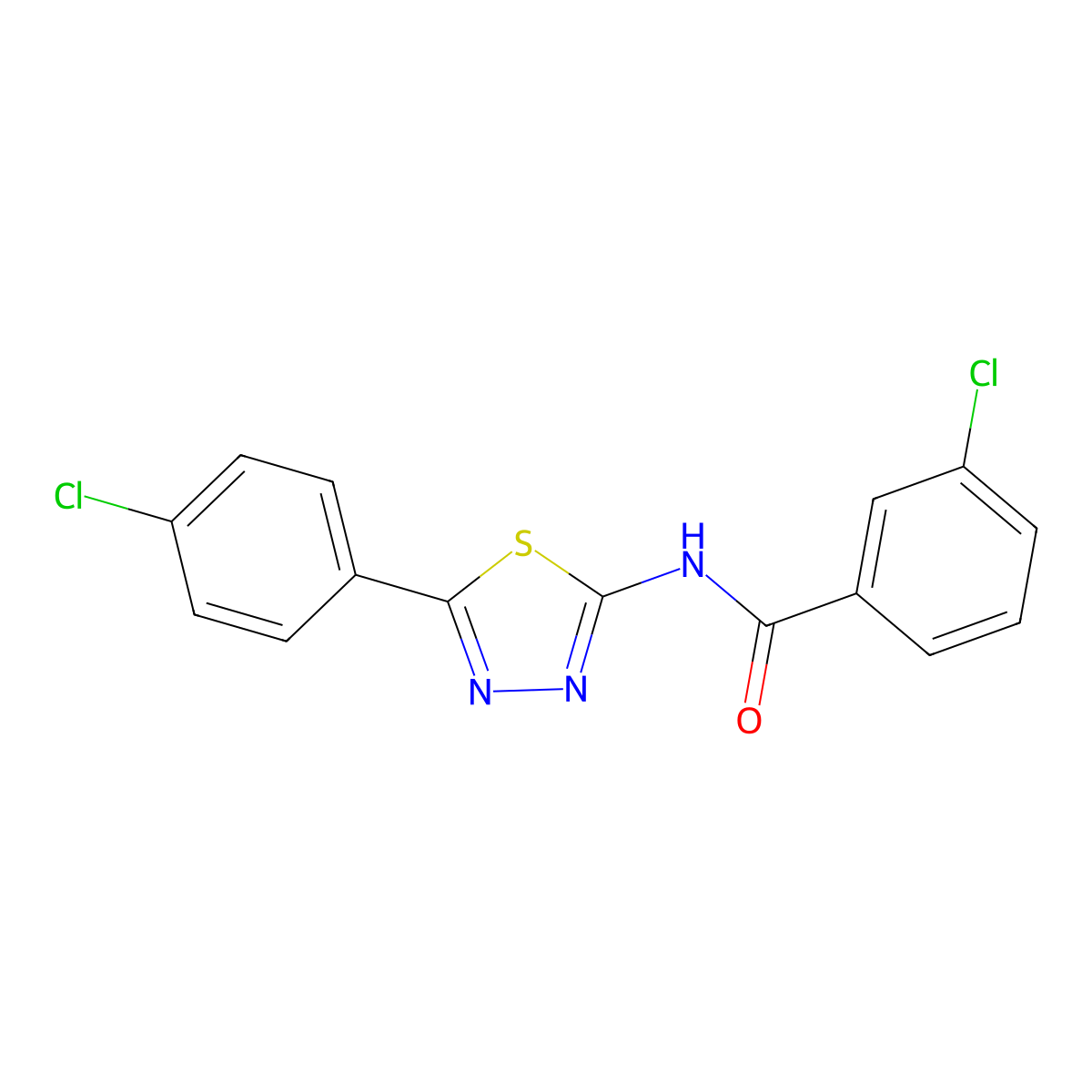 3-chloro-N-[5-(4-chlorophenyl)-1,3,4-thiadiazol-2-yl]benzamide molecular structure, CAS 392241-96-2