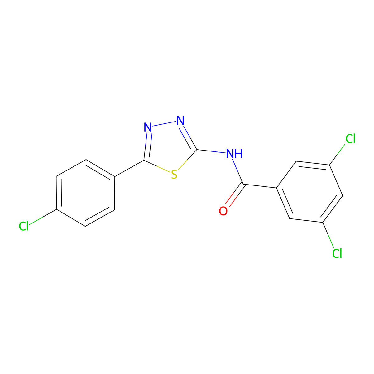 3,5-dichloro-N-[5-(4-chlorophenyl)-1,3,4-thiadiazol-2-yl]benzamide molecular structure, CAS 392241-97-3