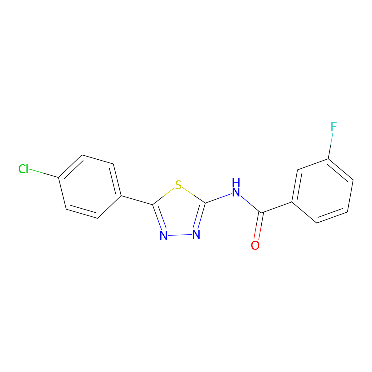 N-[5-(4-chlorophenyl)-1,3,4-thiadiazol-2-yl]-3-fluorobenzamide molecular structure, CAS 392242-01-2