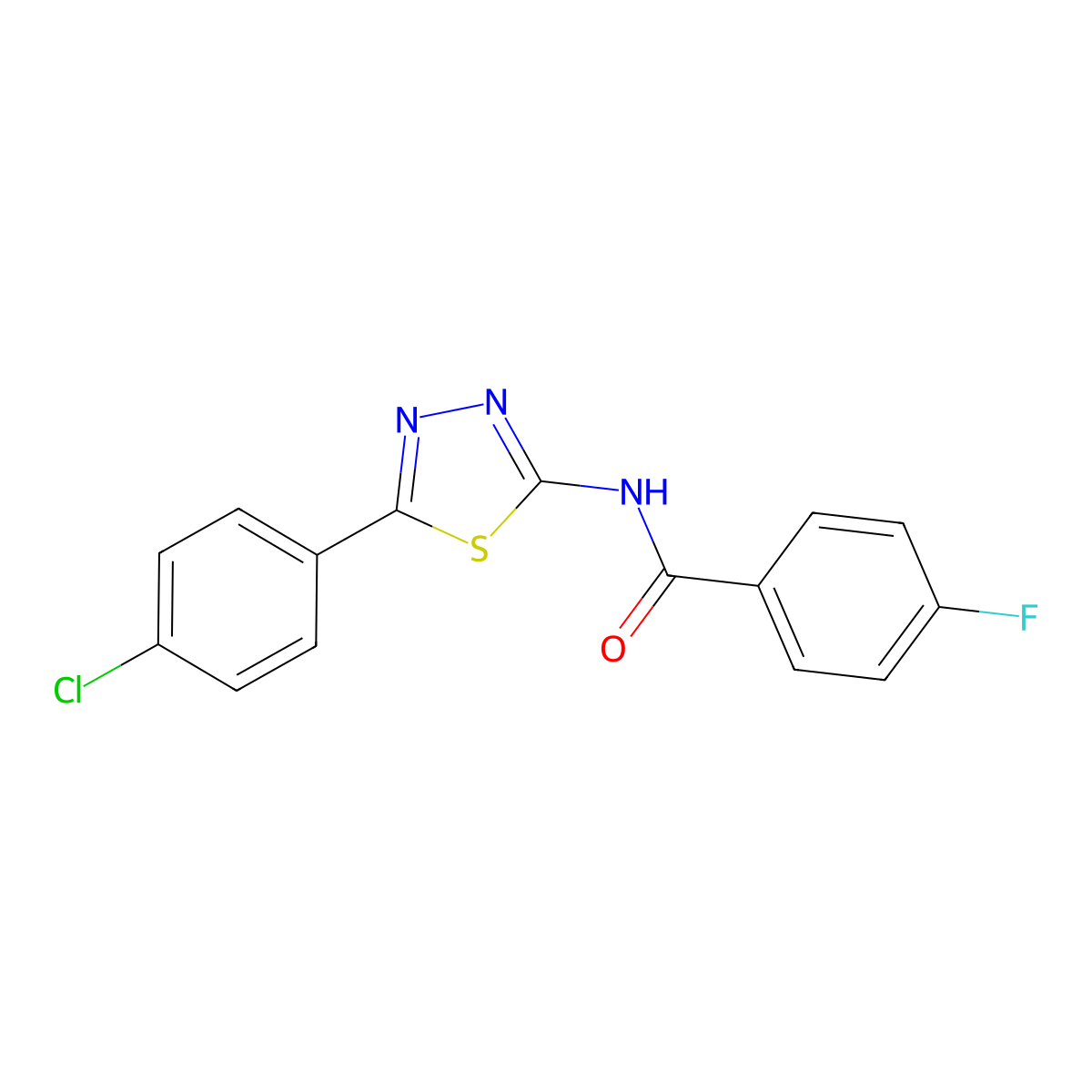 N-[5-(4-chlorophenyl)-1,3,4-thiadiazol-2-yl]-4-fluorobenzamide molecular structure, CAS 392242-02-3