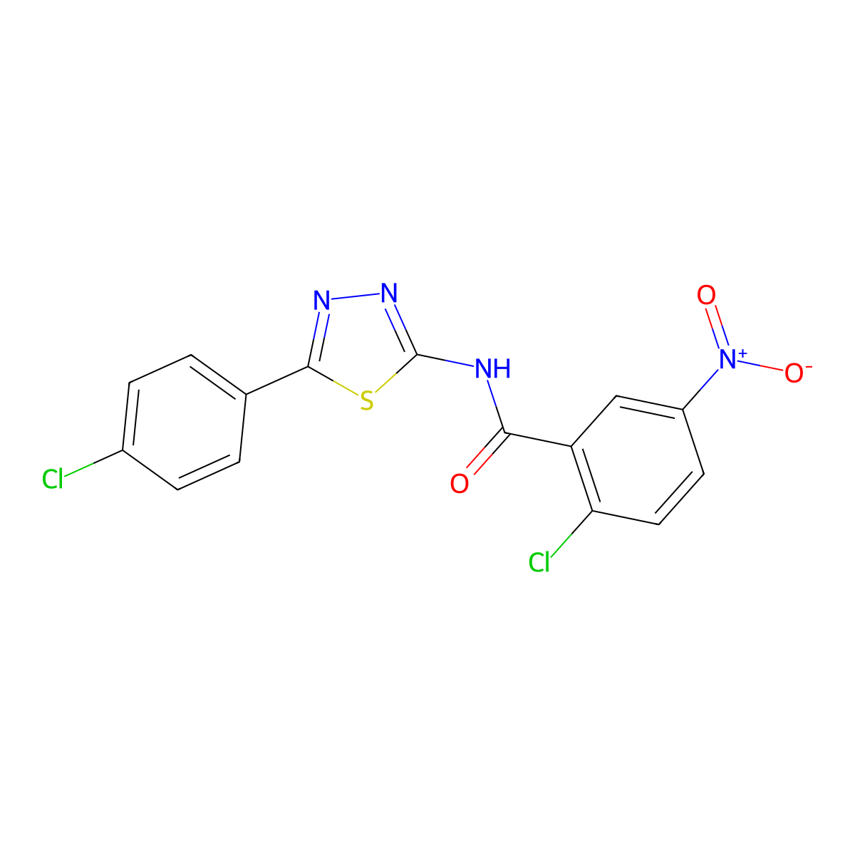 2-chloro-N-[5-(4-chlorophenyl)-1,3,4-thiadiazol-2-yl]-5-nitrobenzamide molecular structure, CAS 392242-03-4
