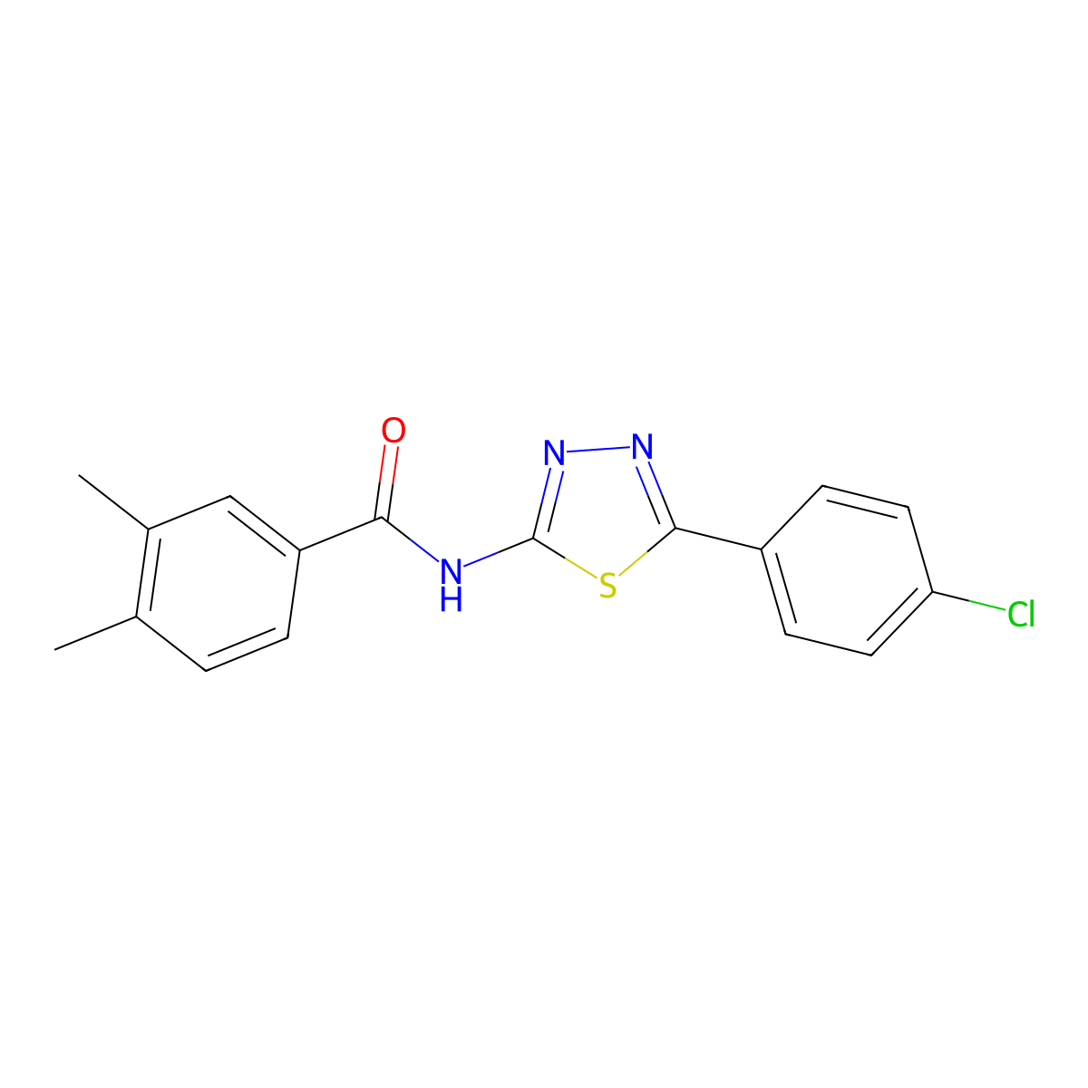 N-(5-(4-chlorophenyl)-1,3,4-thiadiazol-2-yl)-3,4-dimethylbenzamide molecular structure, CAS 392242-04-5