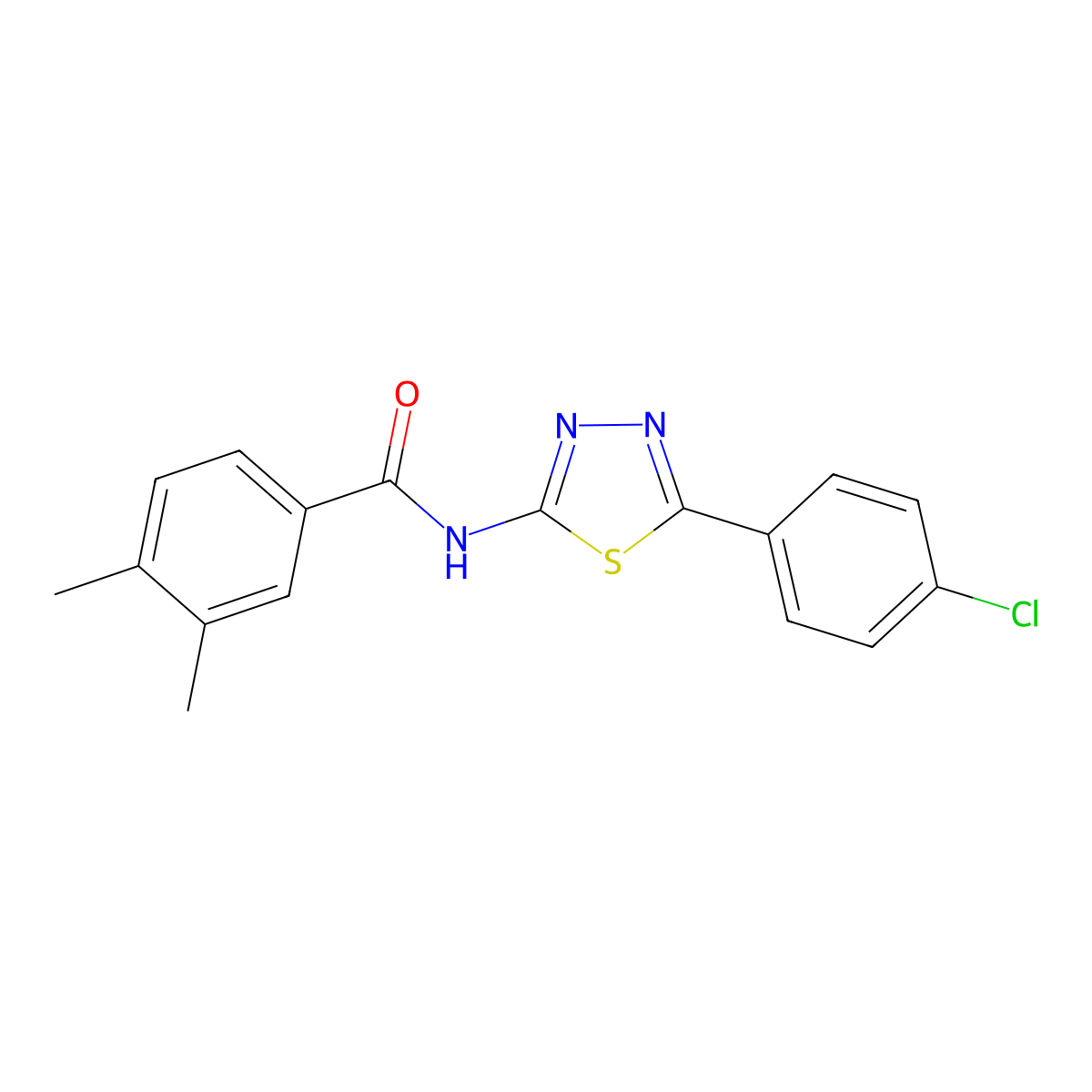 N-(5-(4-chlorophenyl)-1,3,4-thiadiazol-2-yl)-3,4-dimethylbenzamide molecular structure, CAS 392242-04-5