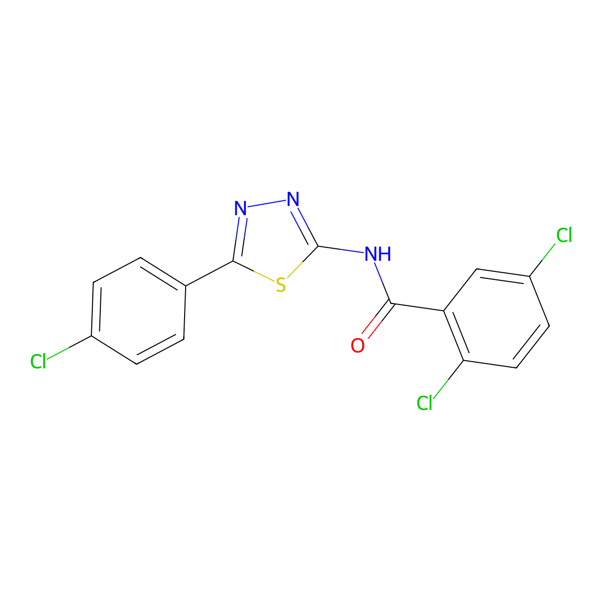 2,5-dichloro-N-[5-(4-chlorophenyl)-1,3,4-thiadiazol-2-yl]benzamide molecular structure, CAS 392242-05-6