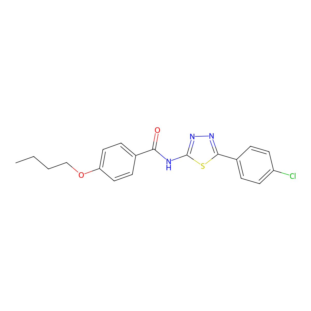 4-butoxy-N-[5-(4-chlorophenyl)-1,3,4-thiadiazol-2-yl]benzamide molecular structure, CAS 392242-07-8
