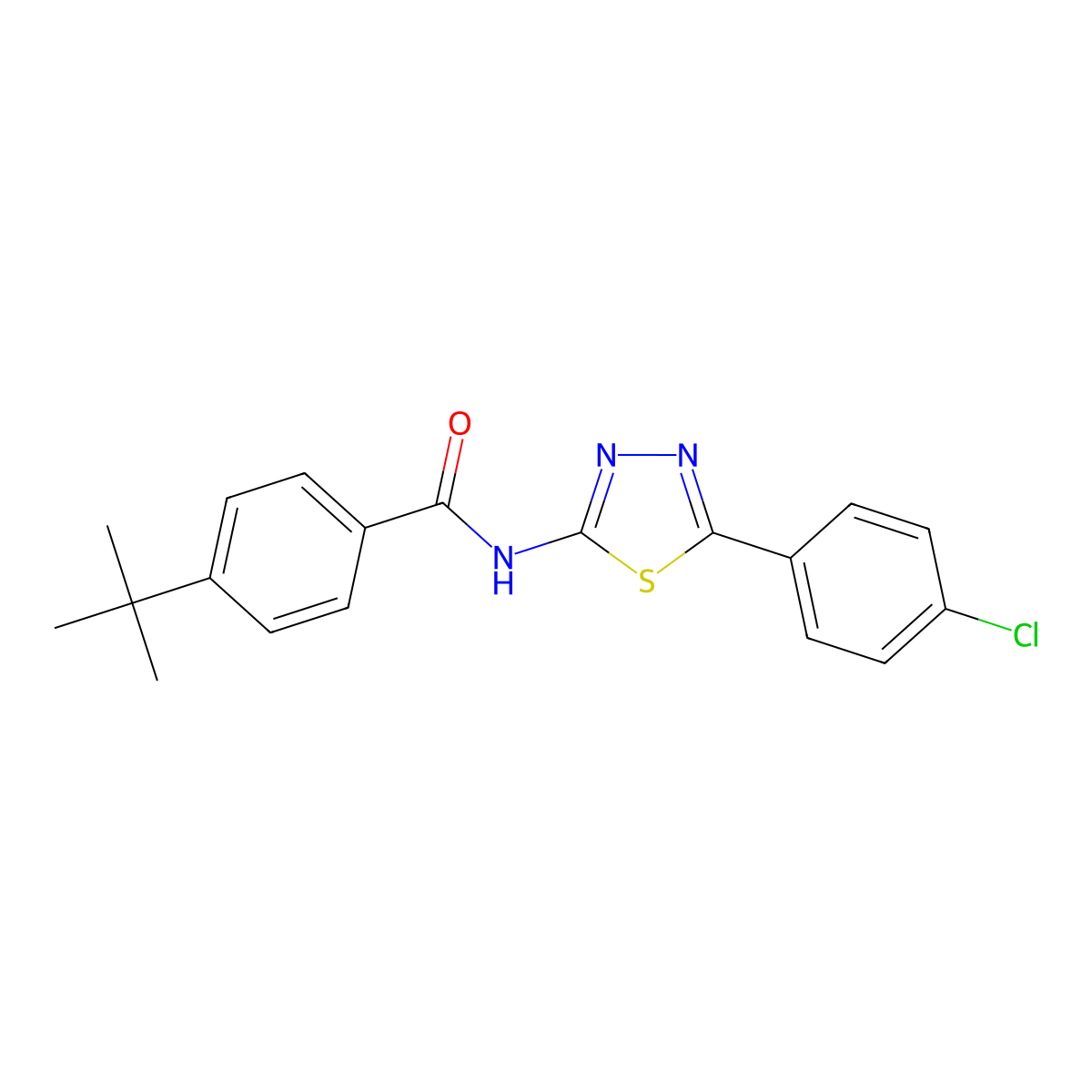 4-tert-butyl-N-[5-(4-chlorophenyl)-1,3,4-thiadiazol-2-yl]benzamide molecular structure, CAS 392242-09-0