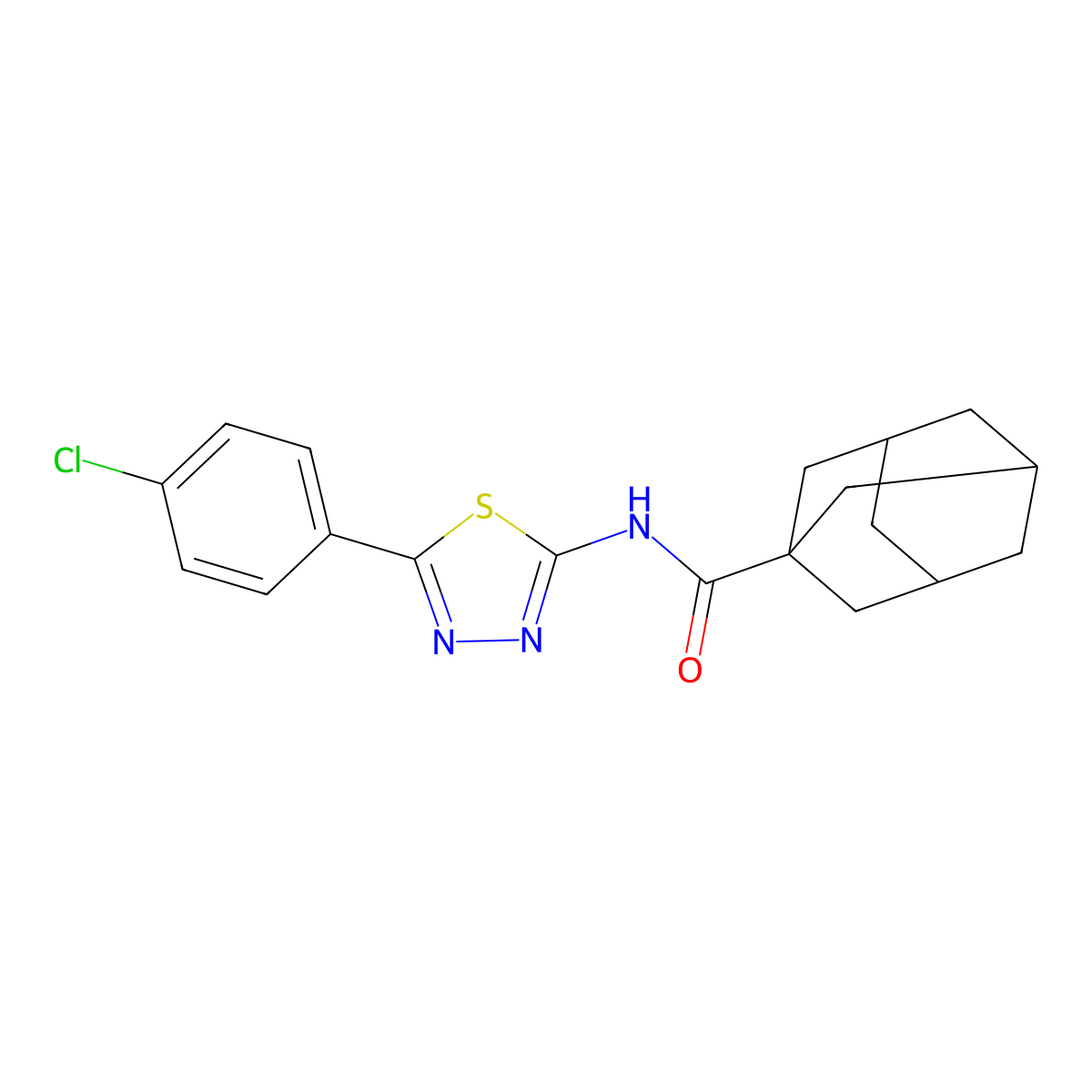 N-[5-(4-chlorophenyl)-1,3,4-thiadiazol-2-yl]adamantane-1-carboxamide molecular structure, CAS 392242-10-3