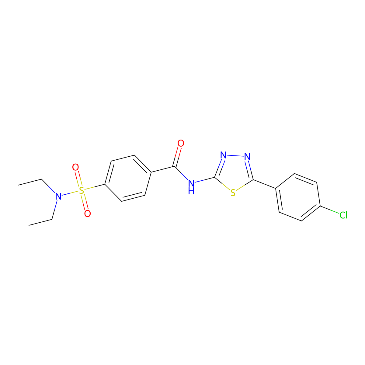N-(5-(4-chlorophenyl)-1,3,4-thiadiazol-2-yl)-4-(N,N-diethylsulfamoyl)benzamide molecular structure, CAS 392242-15-8