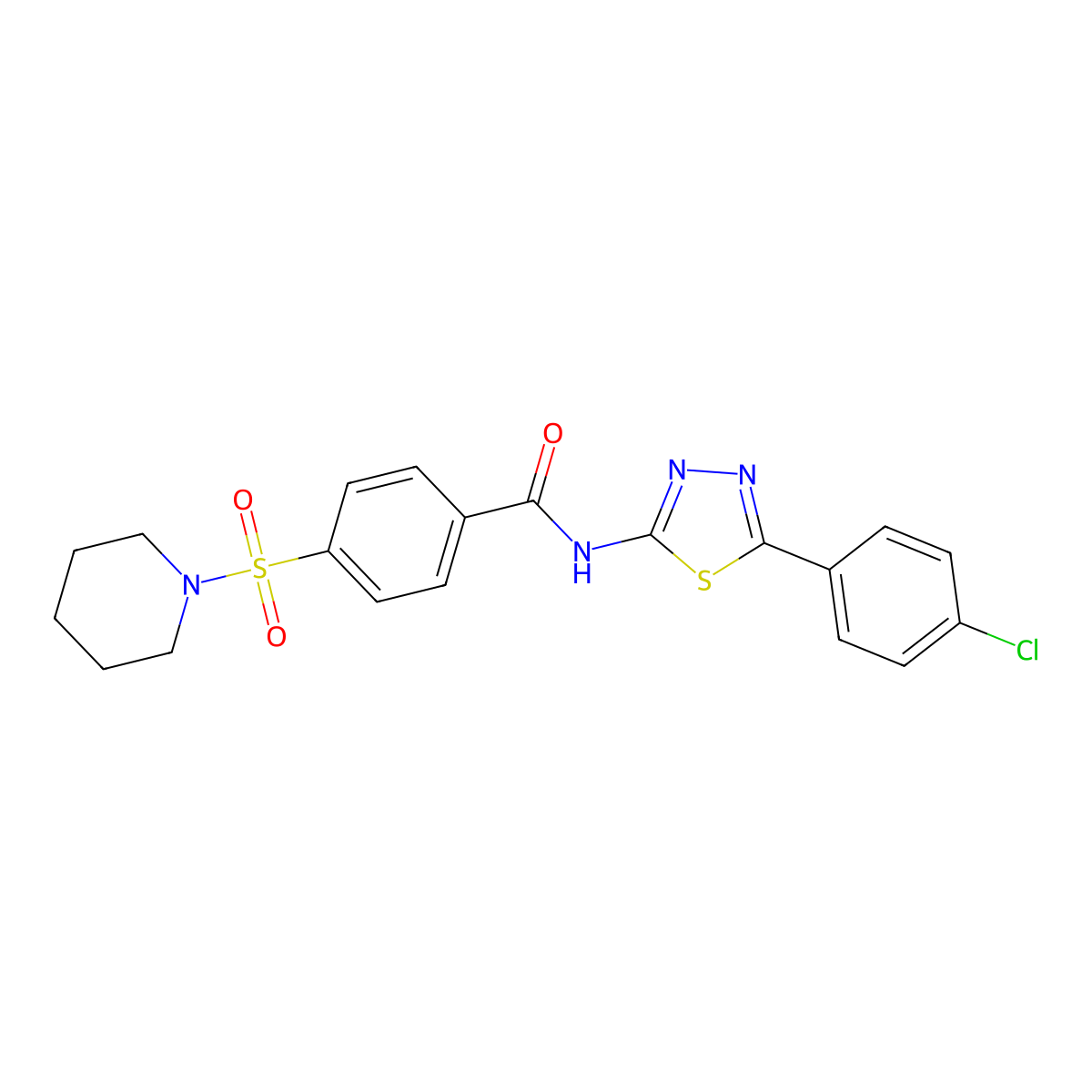 N-(5-(4-chlorophenyl)-1,3,4-thiadiazol-2-yl)-4-(piperidin-1-ylsulfonyl)benzamide molecular structure, CAS 392242-17-0