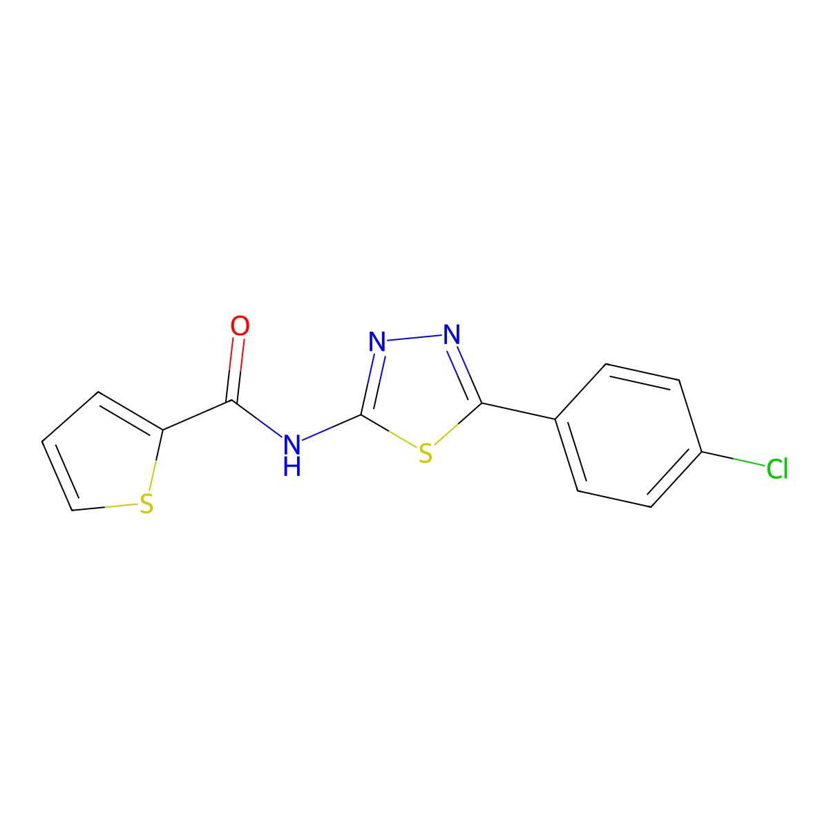 N-[5-(4-chlorophenyl)-1,3,4-thiadiazol-2-yl]thiophene-2-carboxamide molecular structure, CAS 392242-20-5