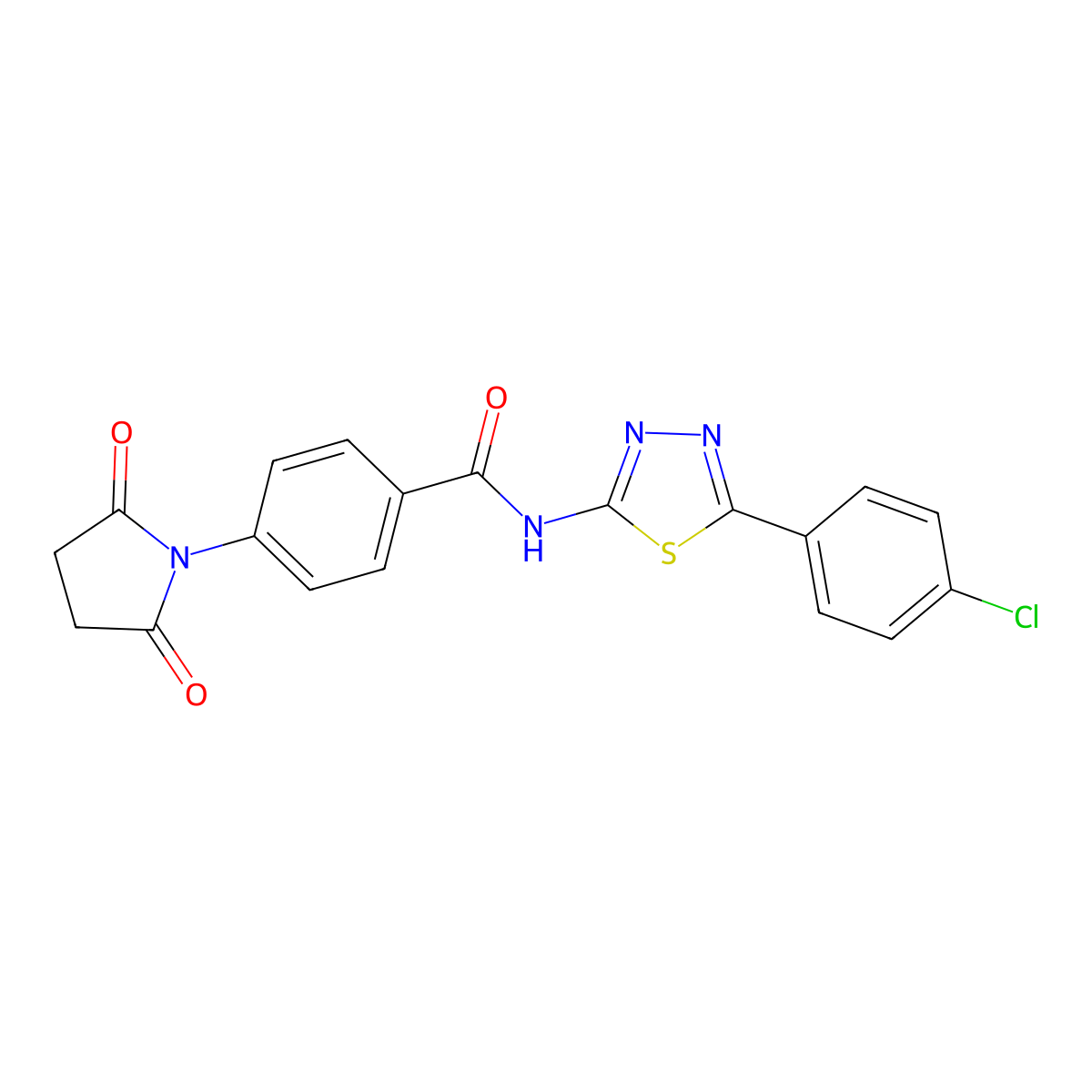 N-[5-(4-chlorophenyl)-1,3,4-thiadiazol-2-yl]-4-(2,5-dioxopyrrolidin-1-yl)benzamide molecular structure, CAS 392242-23-8