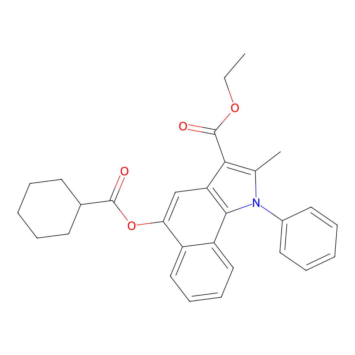 ethyl 5-((cyclohexanecarbonyl)oxy)-2-methyl-1-phenyl-1H-benzo[g]indole-3-carboxylate molecular structure, CAS 392242-24-9