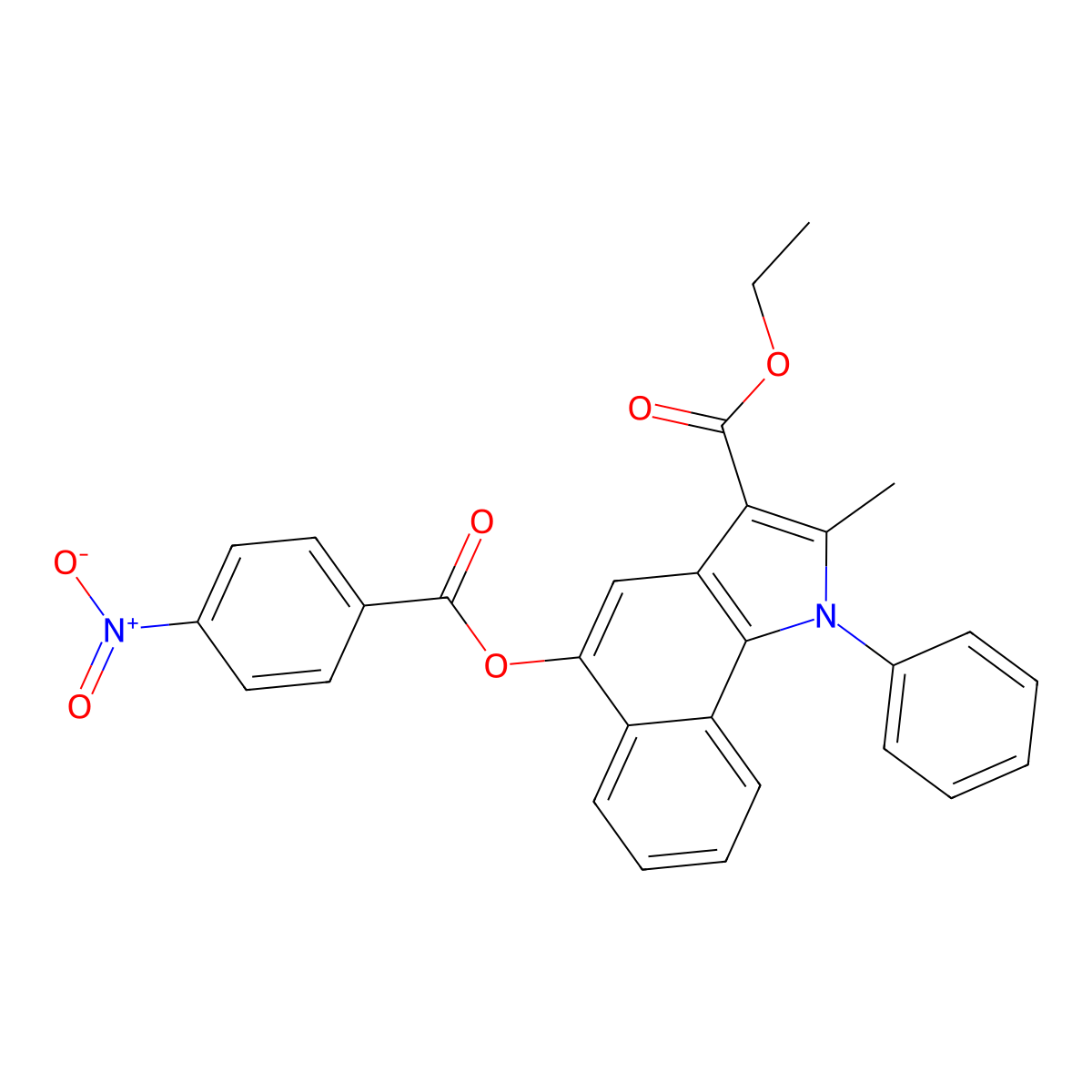 ethyl 2-methyl-5-((4-nitrobenzoyl)oxy)-1-phenyl-1H-benzo[g]indole-3-carboxylate molecular structure, CAS 392242-57-8