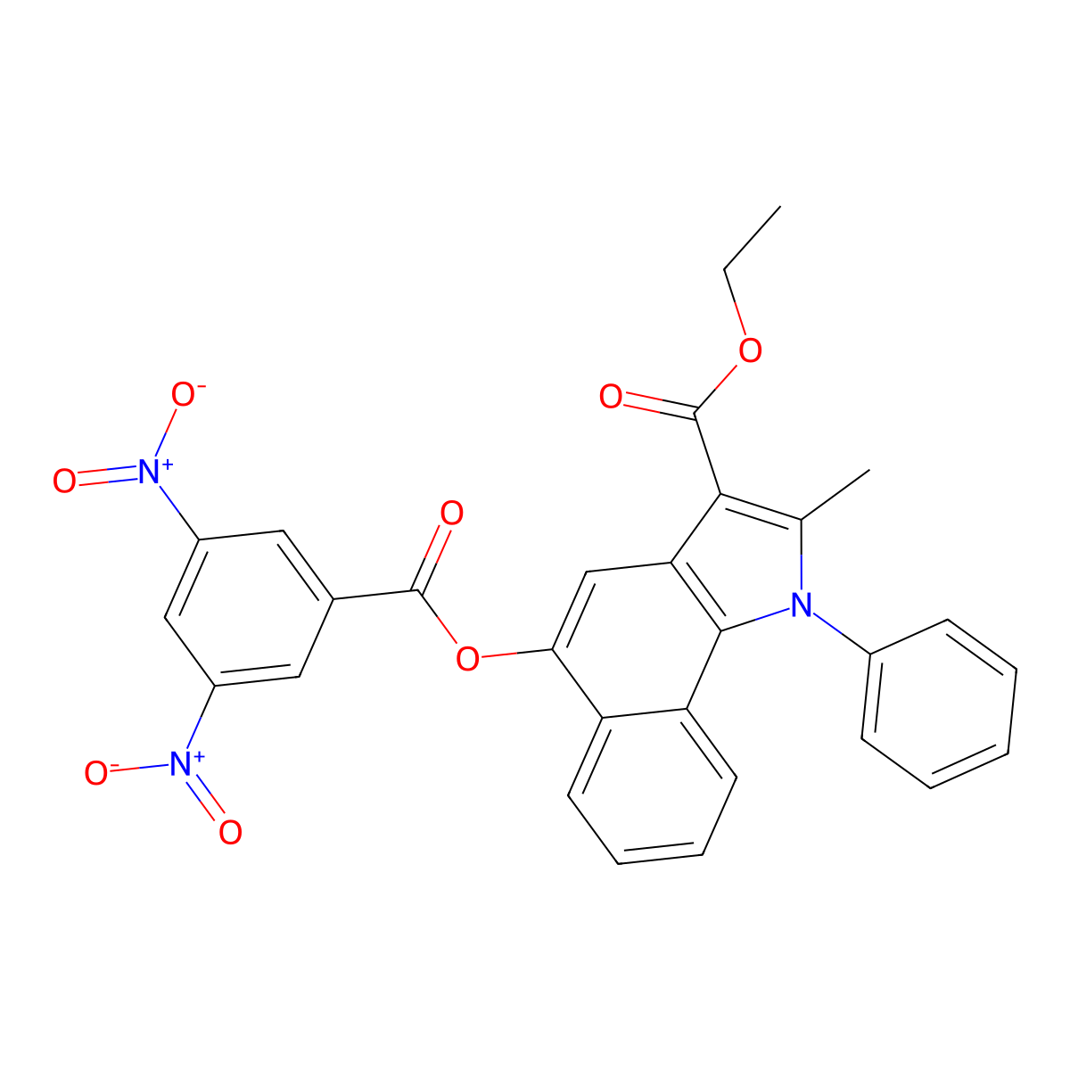 Ethyl 5-(3,5-dinitrobenzoyl)oxy-2-methyl-1-phenylbenzo[g]indole-3-carboxylate molecular structure, CAS 392242-59-0