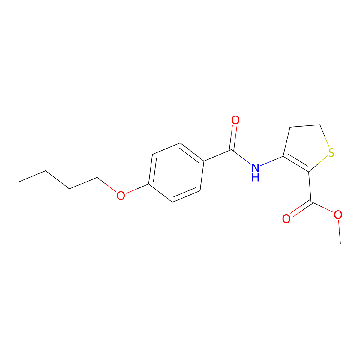 Methyl 3-(4-butoxybenzamido)-4,5-dihydrothiophene-2-carboxylate molecular structure, CAS 392243-03-7