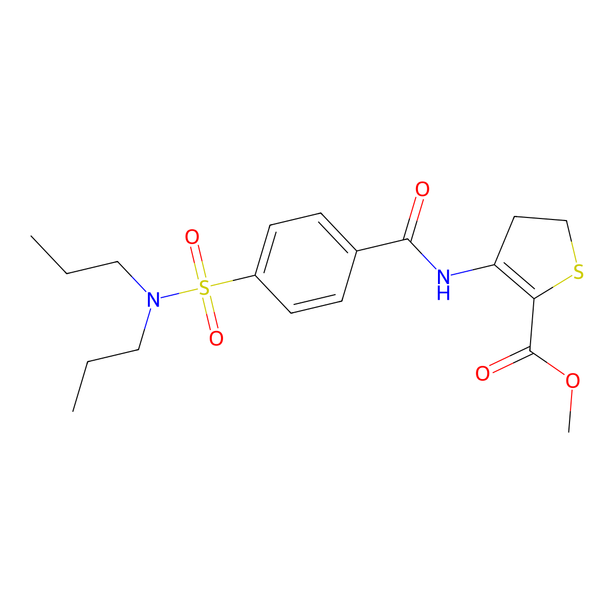 Methyl 4-[[4-(dipropylsulfamoyl)benzoyl]amino]-2,3-dihydrothiophene-5-carboxylate molecular structure, CAS 392243-09-3