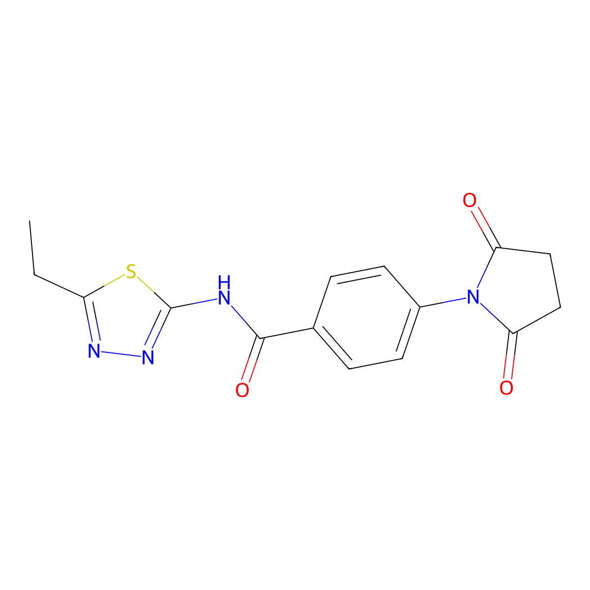 4-(2,5-dioxopyrrolidin-1-yl)-N-(5-ethyl-1,3,4-thiadiazol-2-yl)benzamide molecular structure, CAS 392243-15-1