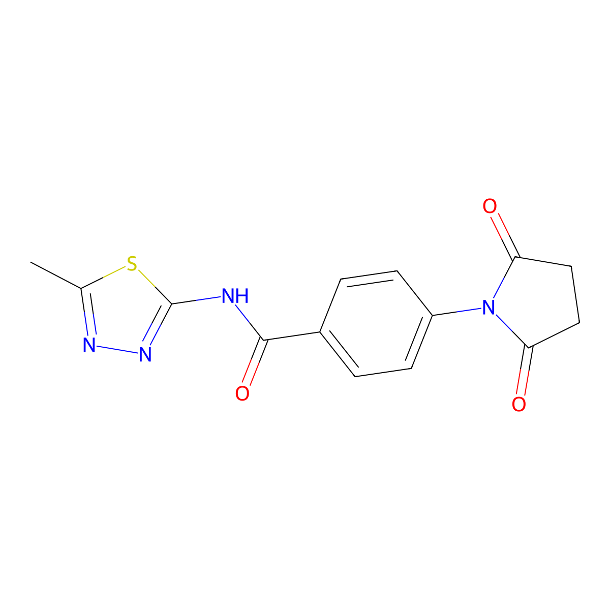 4-(2,5-dioxopyrrolidin-1-yl)-N-(5-methyl-1,3,4-thiadiazol-2-yl)benzamide molecular structure, CAS 392243-16-2