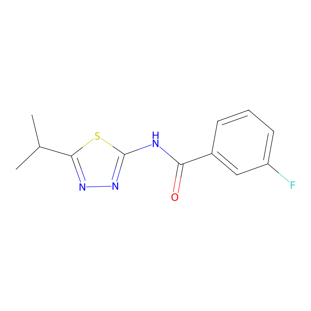 3-fluoro-N-[5-(propan-2-yl)-1,3,4-thiadiazol-2-yl]benzamide molecular structure, CAS 392243-18-4