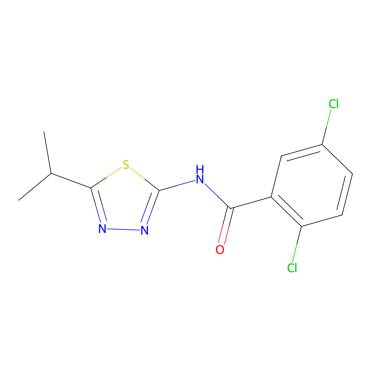 2,5-dichloro-N-(5-isopropyl-1,3,4-thiadiazol-2-yl)benzamide molecular structure, CAS 392243-19-5