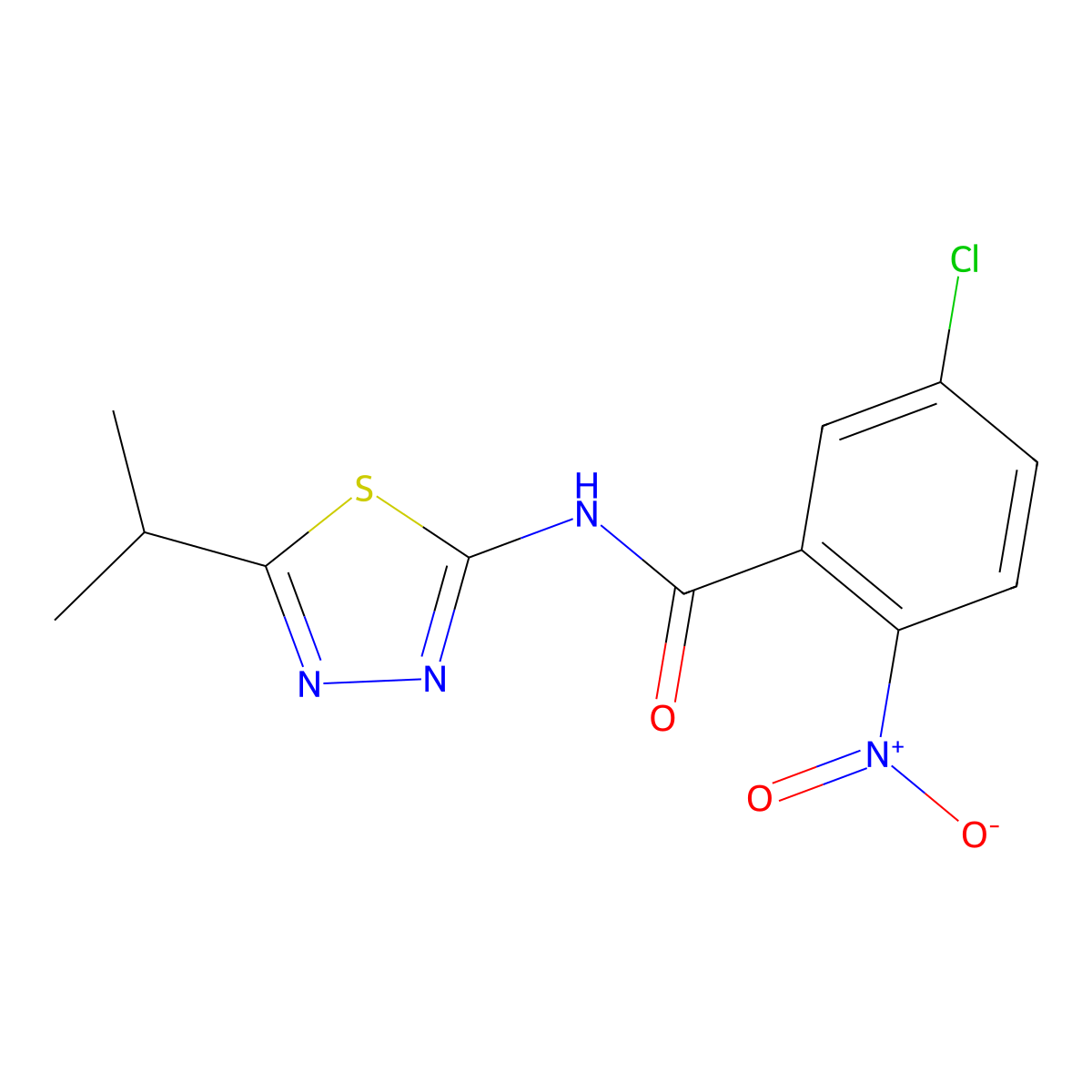 5-chloro-N-(5-isopropyl-1,3,4-thiadiazol-2-yl)-2-nitrobenzamide molecular structure, CAS 392243-20-8