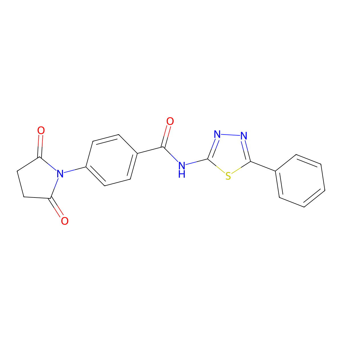 4-(2,5-dioxopyrrolidin-1-yl)-N-(5-phenyl-1,3,4-thiadiazol-2-yl)benzamide molecular structure, CAS 392243-29-7