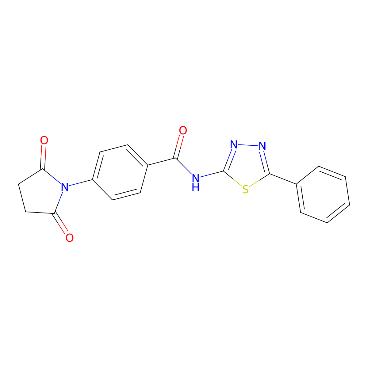 4-(2,5-dioxopyrrolidin-1-yl)-N-(5-phenyl-1,3,4-thiadiazol-2-yl)benzamide molecular structure, CAS 392243-29-7