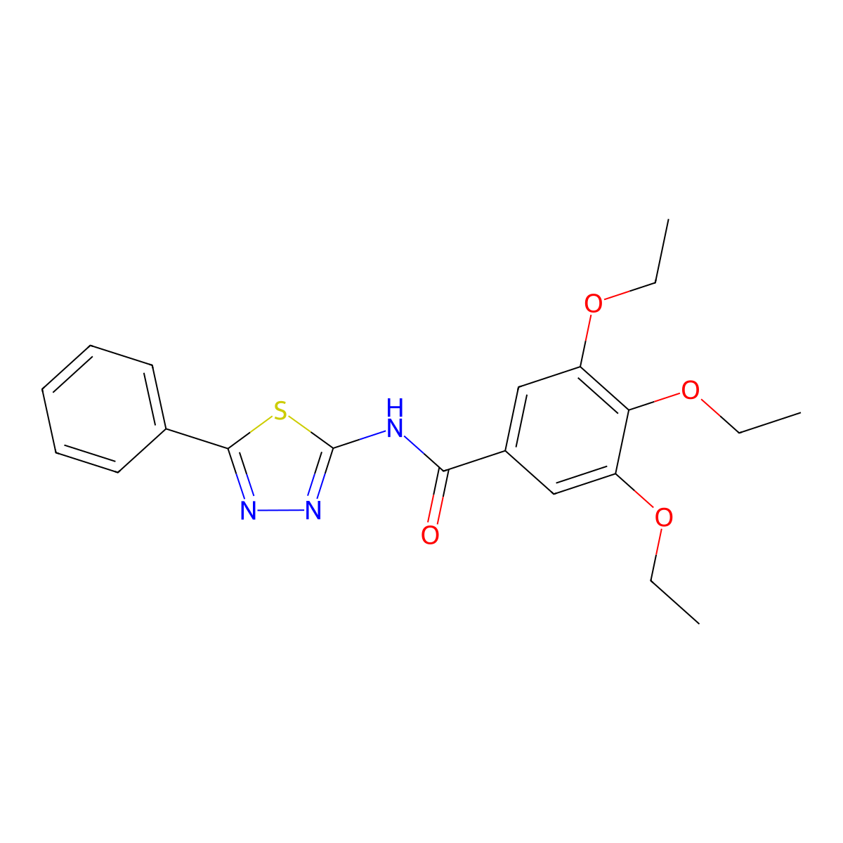 3,4,5-triethoxy-N-(5-phenyl-1,3,4-thiadiazol-2-yl)benzamide molecular structure, CAS 392243-30-0