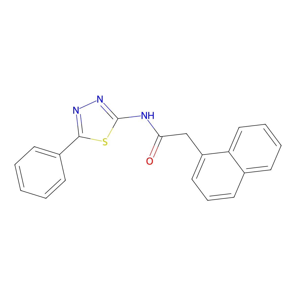 2-(naphthalen-1-yl)-N-(5-phenyl-1,3,4-thiadiazol-2-yl)acetamide molecular structure, CAS 392243-31-1