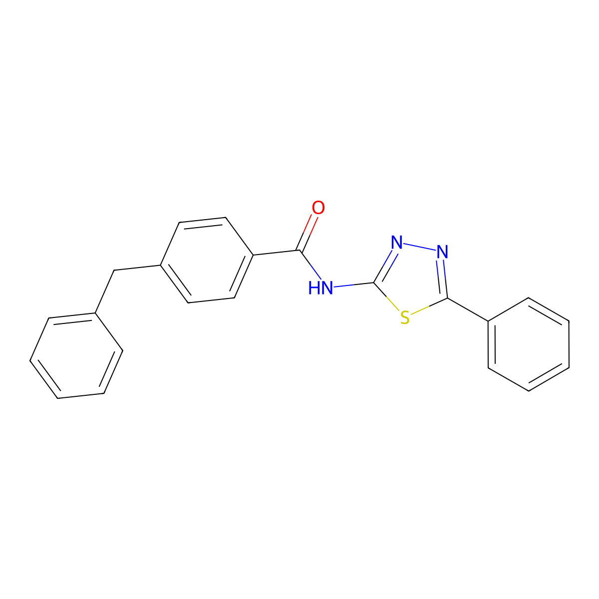 4-benzyl-N-(5-phenyl-1,3,4-thiadiazol-2-yl)benzamide molecular structure, CAS 392243-33-3