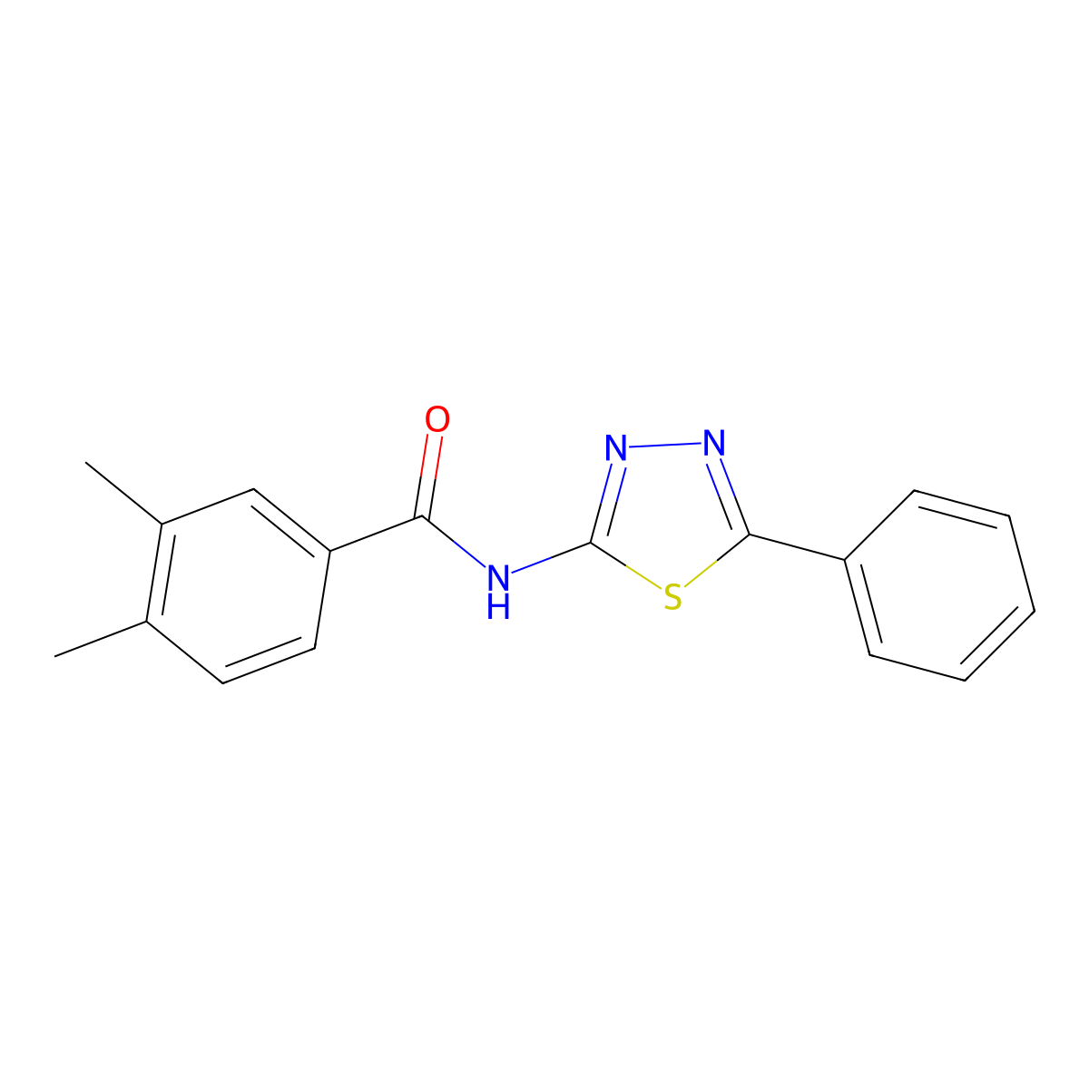 3,4-dimethyl-N-(5-phenyl-1,3,4-thiadiazol-2-yl)benzamide molecular structure, CAS 392243-34-4