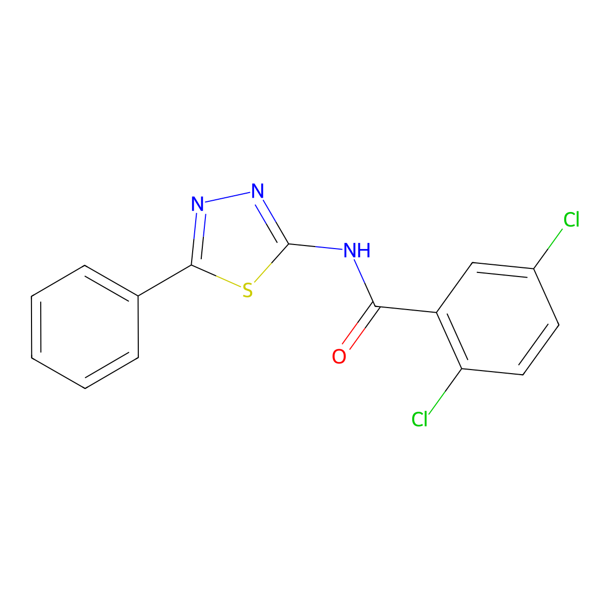 2,5-dichloro-N-(5-phenyl-1,3,4-thiadiazol-2-yl)benzamide molecular structure, CAS 392243-36-6