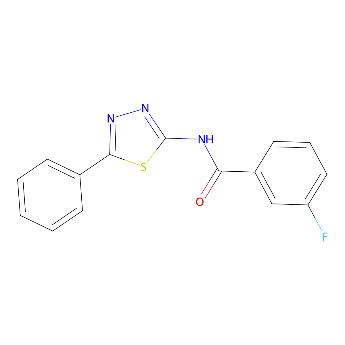 3-fluoro-N-(5-phenyl-1,3,4-thiadiazol-2-yl)benzamide molecular structure, CAS 392243-37-7