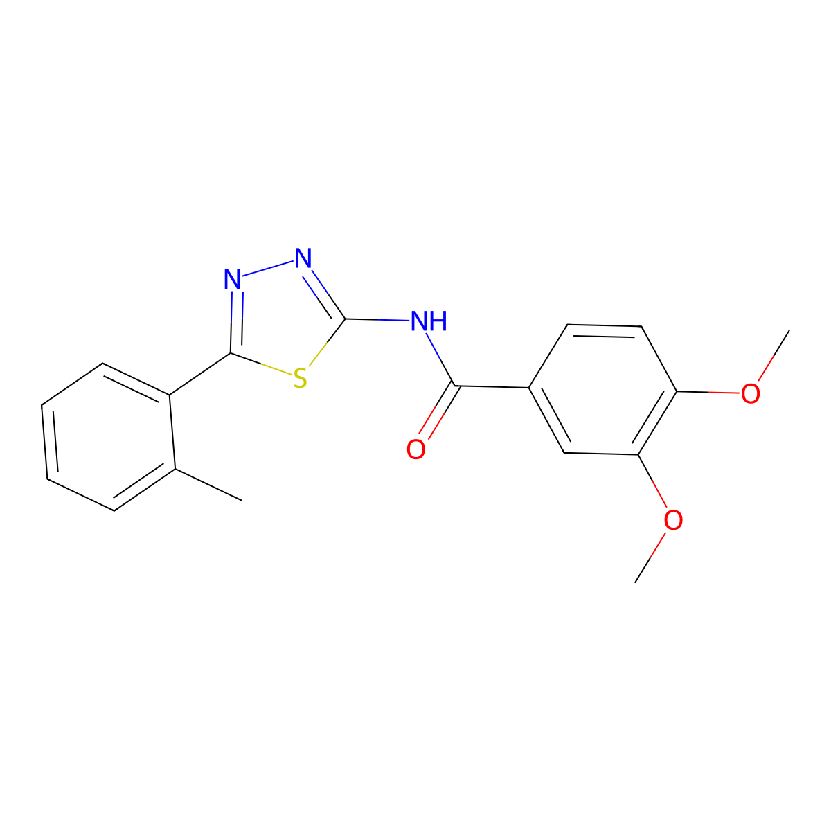 3,4-dimethoxy-N-[5-(2-methylphenyl)-1,3,4-thiadiazol-2-yl]benzamide molecular structure, CAS 392243-42-4