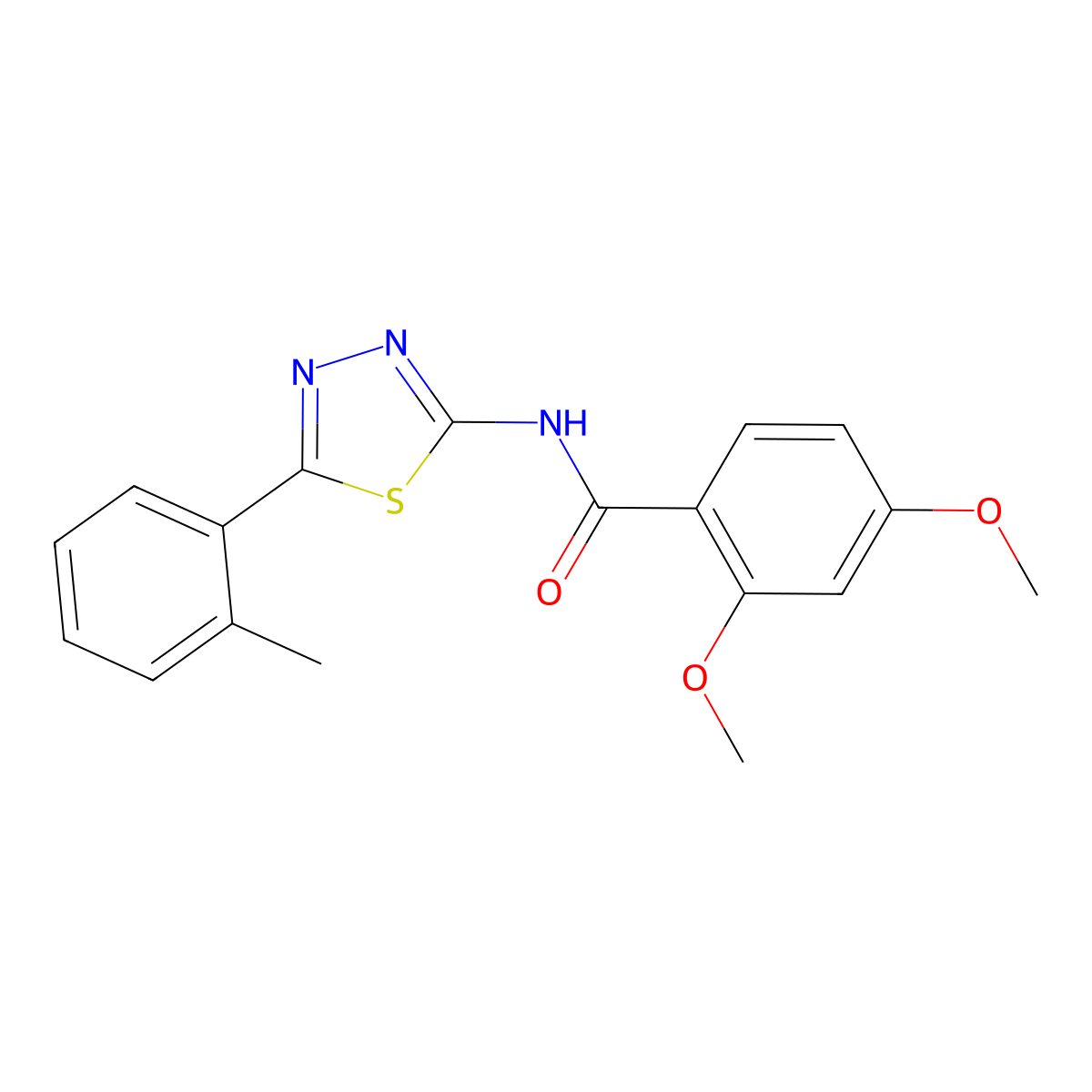 2,4-dimethoxy-N-[5-(2-methylphenyl)-1,3,4-thiadiazol-2-yl]benzamide molecular structure, CAS 392243-43-5