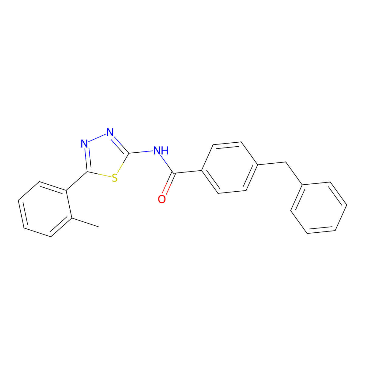 4-benzyl-N-[5-(2-methylphenyl)-1,3,4-thiadiazol-2-yl]benzamide molecular structure, CAS 392243-45-7