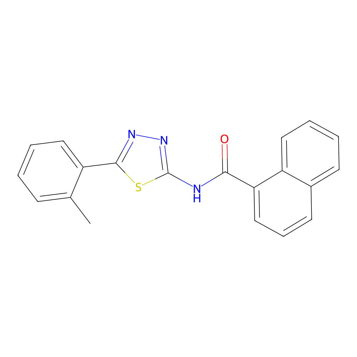 N-[5-(2-methylphenyl)-1,3,4-thiadiazol-2-yl]naphthalene-1-carboxamide molecular structure, CAS 392243-46-8