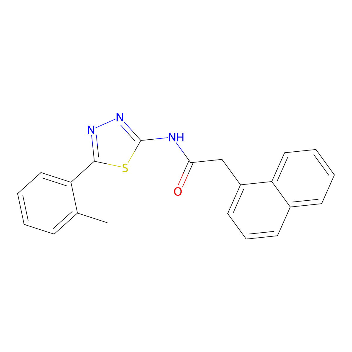 2-(naphthalen-1-yl)-N-(5-(o-tolyl)-1,3,4-thiadiazol-2-yl)acetamide molecular structure, CAS 392243-47-9