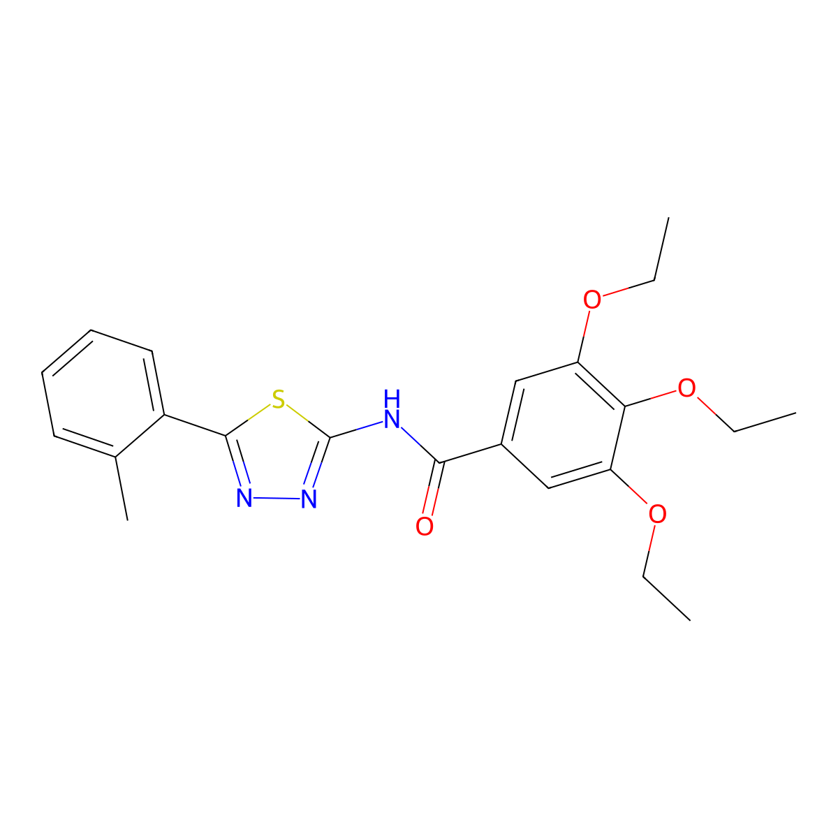 3,4,5-triethoxy-N-[5-(2-methylphenyl)-1,3,4-thiadiazol-2-yl]benzamide molecular structure, CAS 392243-48-0