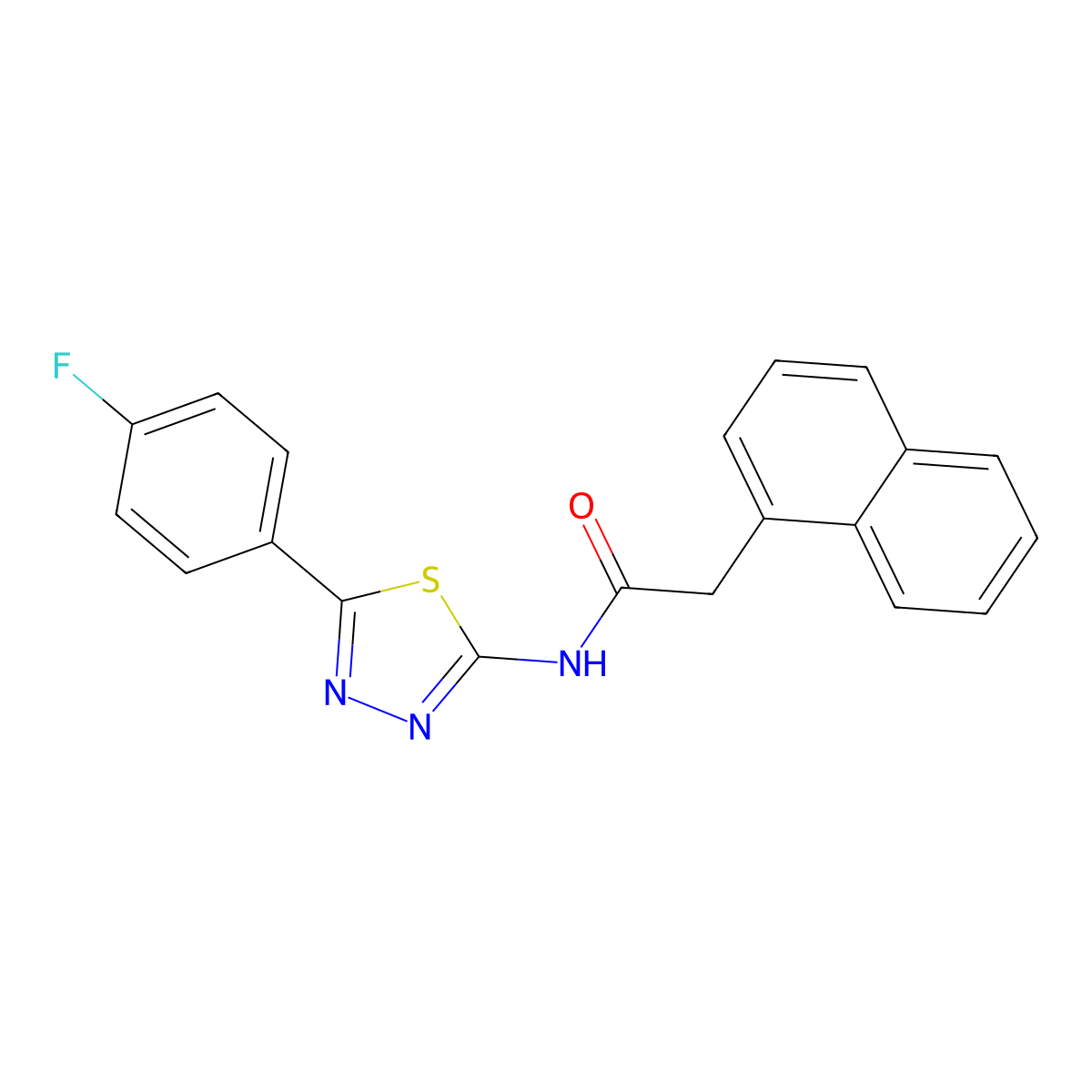 N-[5-(4-fluorophenyl)-1,3,4-thiadiazol-2-yl]-2-(naphthalen-1-yl)acetamide molecular structure, CAS 392243-51-5