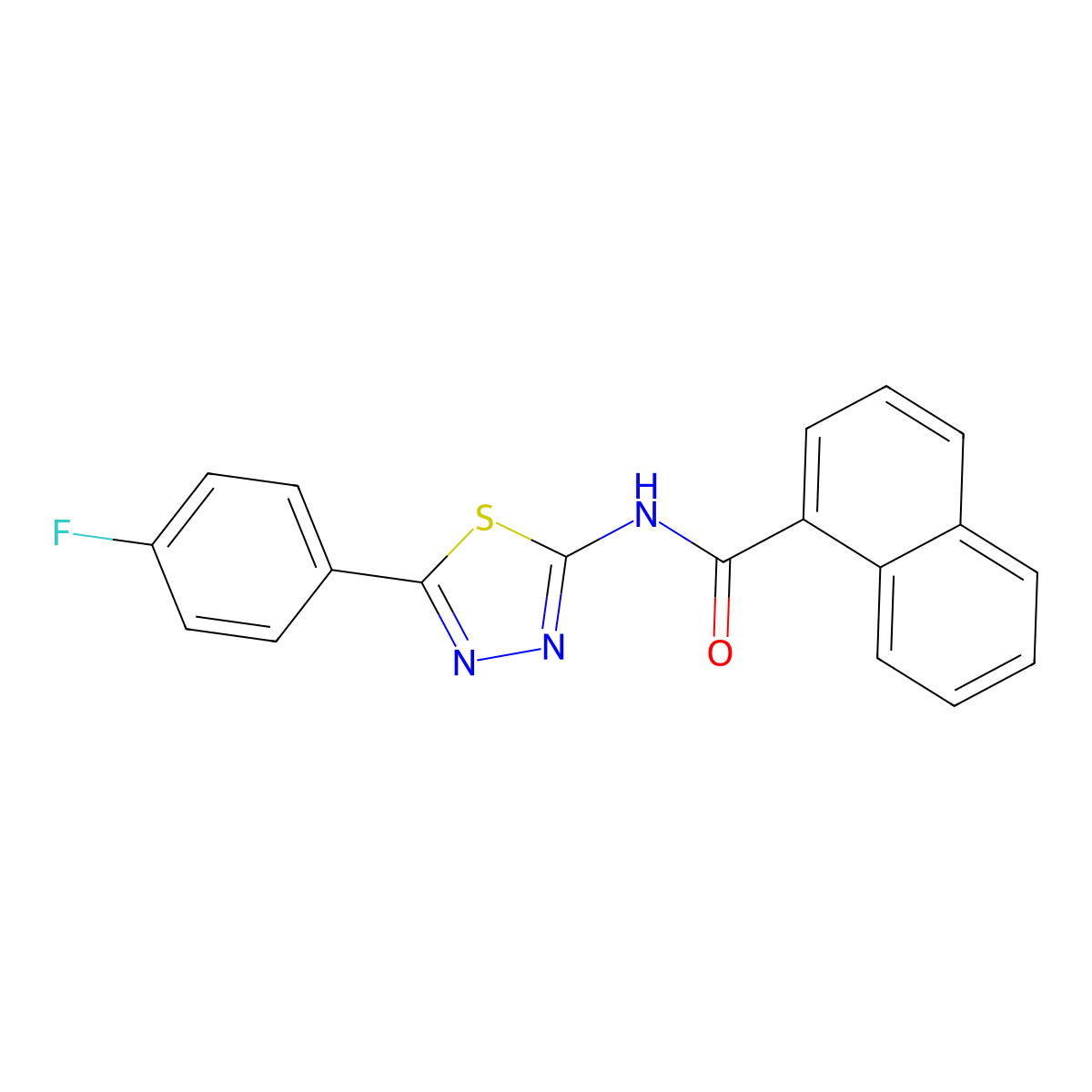 N-[5-(4-fluorophenyl)-1,3,4-thiadiazol-2-yl]naphthalene-1-carboxamide molecular structure, CAS 392243-52-6