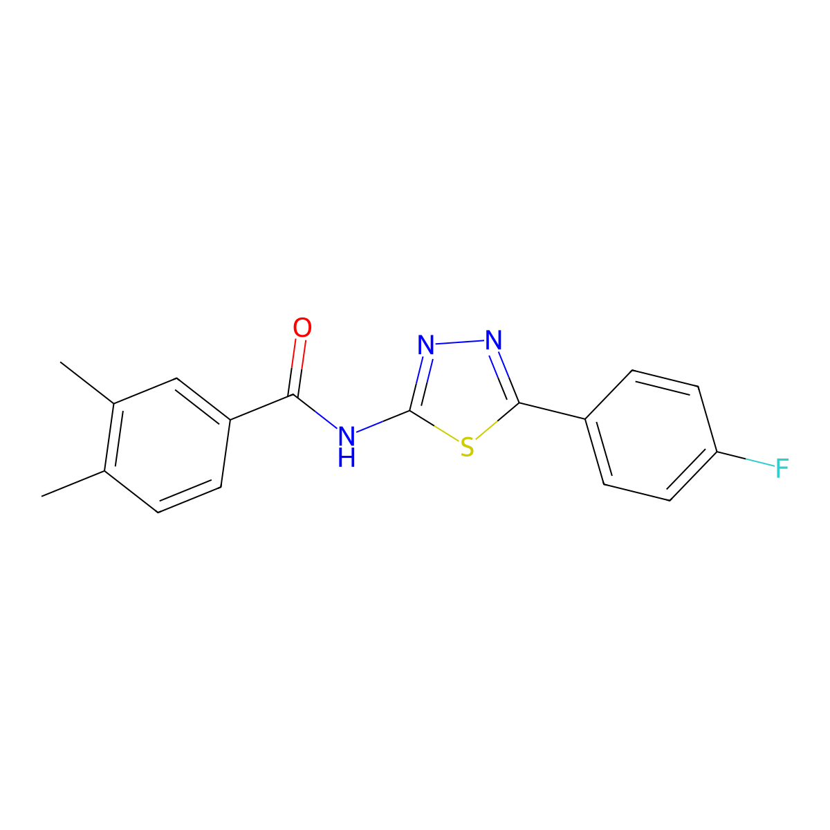 N-[5-(4-fluorophenyl)-1,3,4-thiadiazol-2-yl]-3,4-dimethylbenzamide molecular structure, CAS 392243-54-8