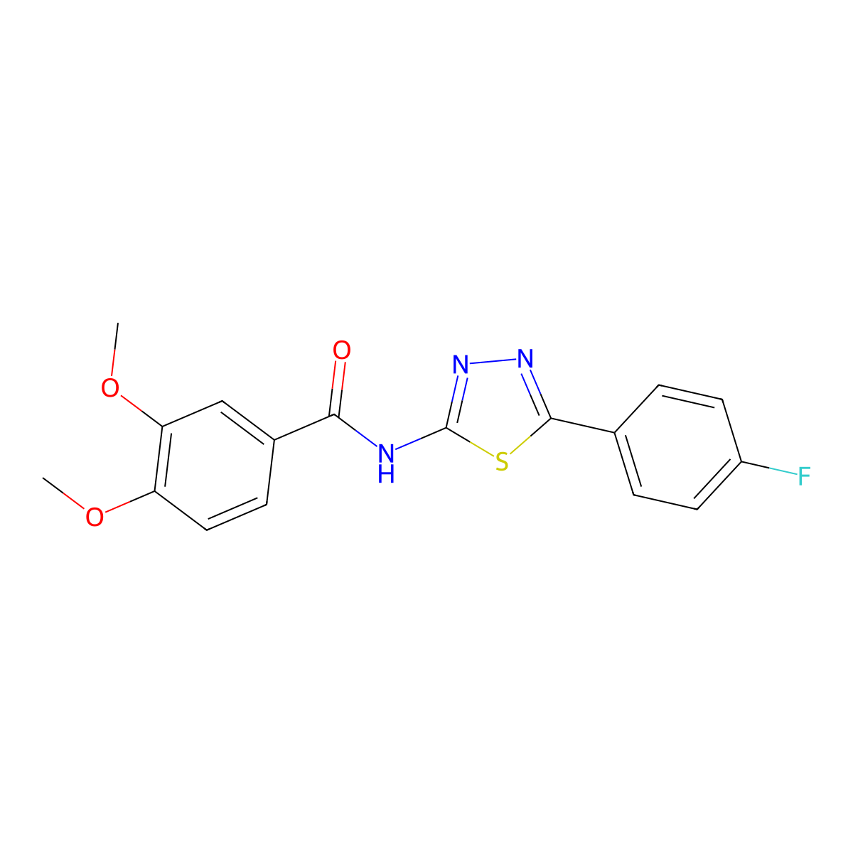 N-[5-(4-fluorophenyl)-1,3,4-thiadiazol-2-yl]-3,4-dimethoxybenzamide molecular structure, CAS 392243-55-9