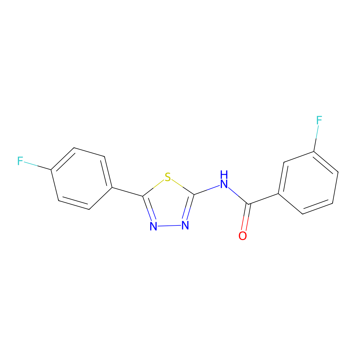 3-fluoro-N-[5-(4-fluorophenyl)-1,3,4-thiadiazol-2-yl]benzamide molecular structure, CAS 392243-57-1