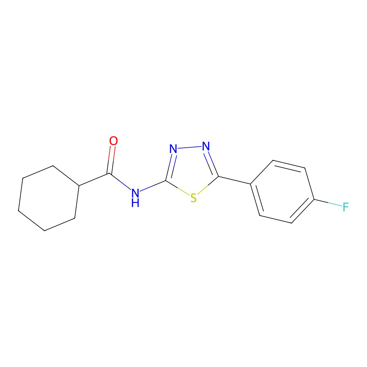 N-[5-(4-fluorophenyl)-1,3,4-thiadiazol-2-yl]cyclohexanecarboxamide molecular structure, CAS 392243-58-2