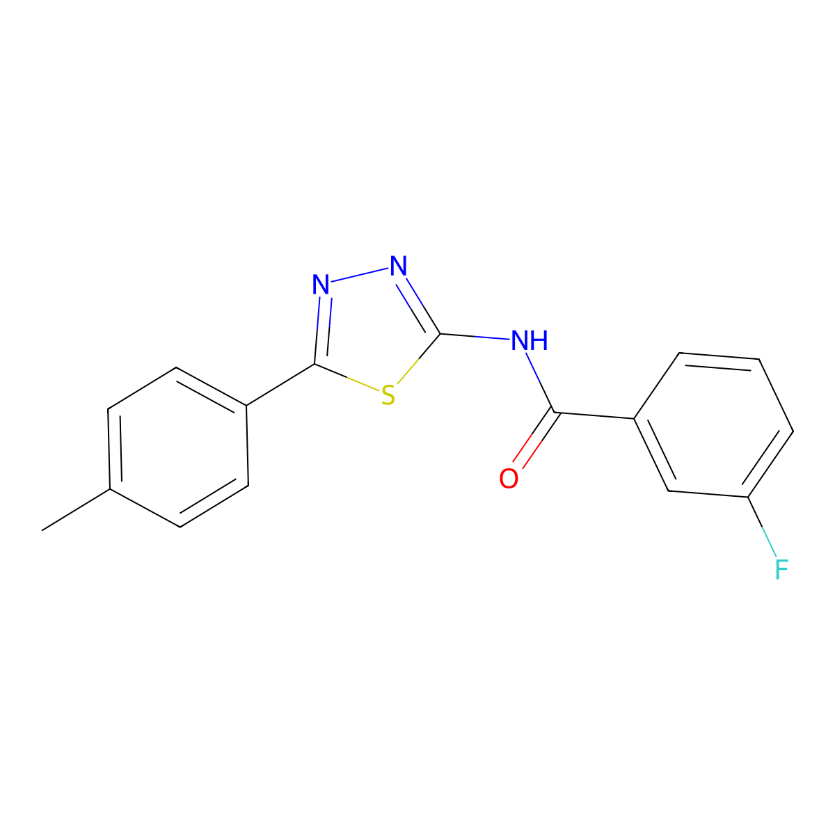 3-fluoro-N-[5-(4-methylphenyl)-1,3,4-thiadiazol-2-yl]benzamide molecular structure, CAS 392243-59-3