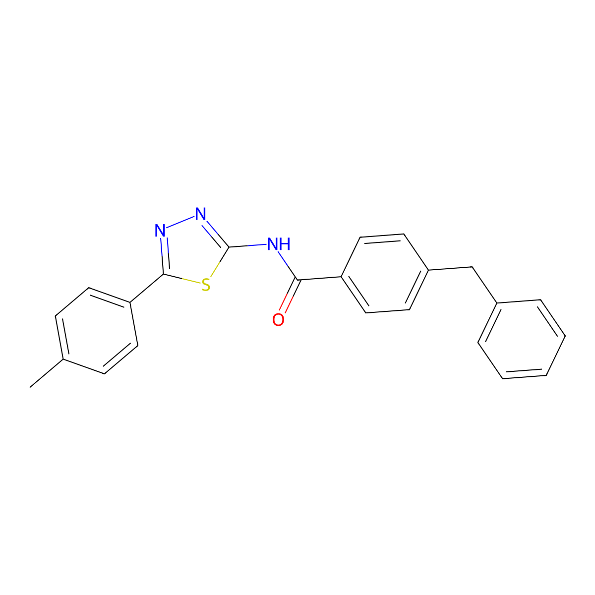 4-benzyl-N-[5-(4-methylphenyl)-1,3,4-thiadiazol-2-yl]benzamide molecular structure, CAS 392243-63-9