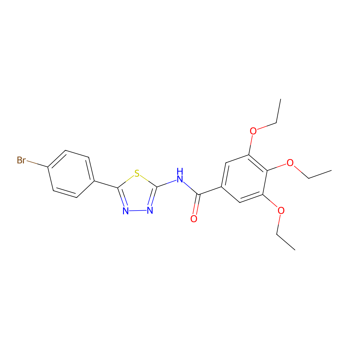 N-[5-(4-bromophenyl)-1,3,4-thiadiazol-2-yl]-3,4,5-triethoxybenzamide molecular structure, CAS 392243-69-5