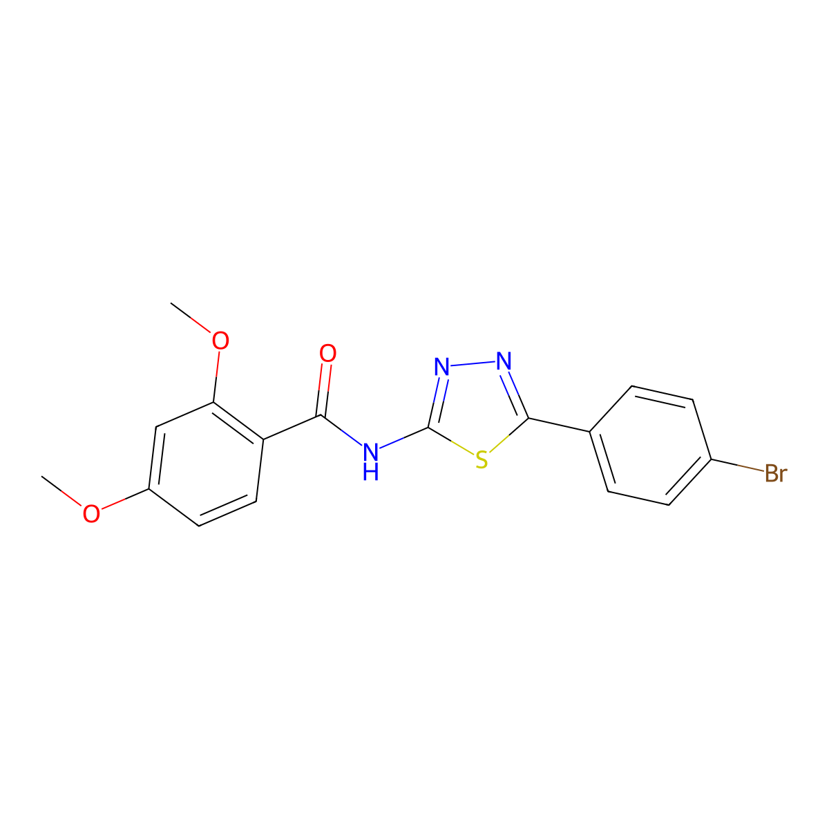 N-(5-(4-bromophenyl)-1,3,4-thiadiazol-2-yl)-2,4-dimethoxybenzamide molecular structure, CAS 392243-75-3